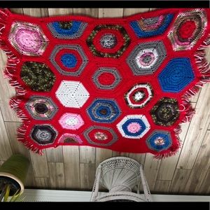 Adorable handmade crochet throw w tassel boho